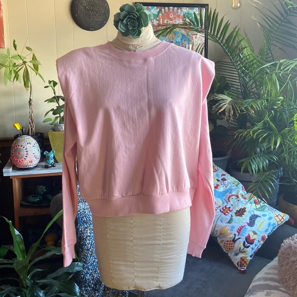 Buffalo David Bitton NWT size M Indiana Padded Shoulder Sweatshirt light pink - Picture 1 of 8